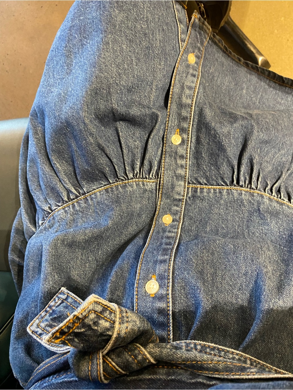 Coach Indigo Denim Shirt Dress with Waist Tie - Picture 7 of 9
